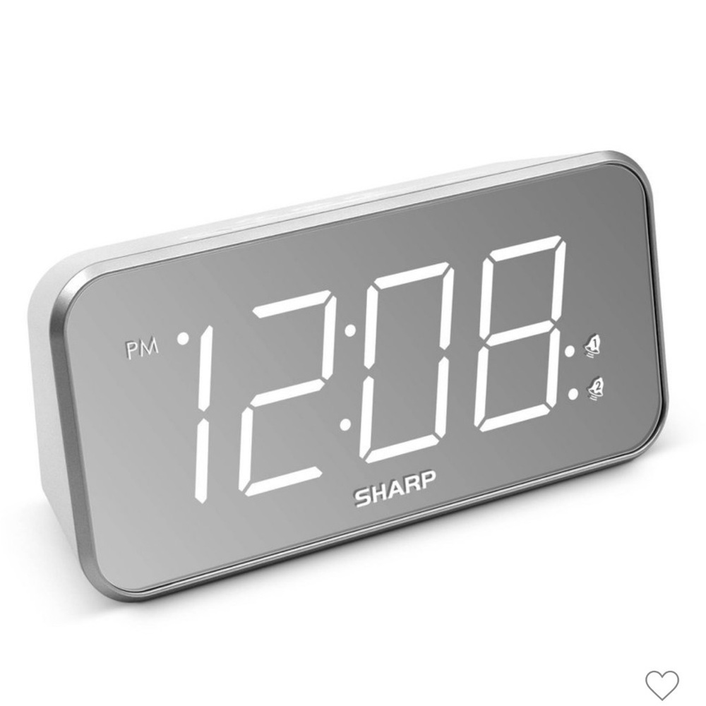 Sharp Silver Display Alarm Clock with Phone Charging